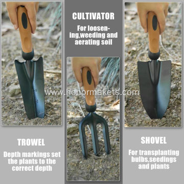 9 PCS garden tool set Carbon Steel gardening Heavy Duty hand tool Ergonomic Soft Rubber Handle Garden Tools for Men Women Gift